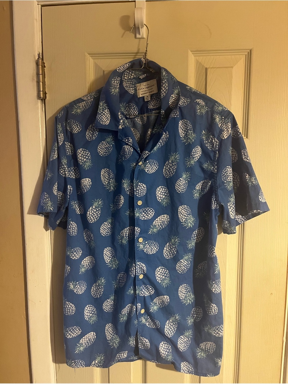 Lucky Brand Blue Short-Sleeve Pineapple Print Shirt